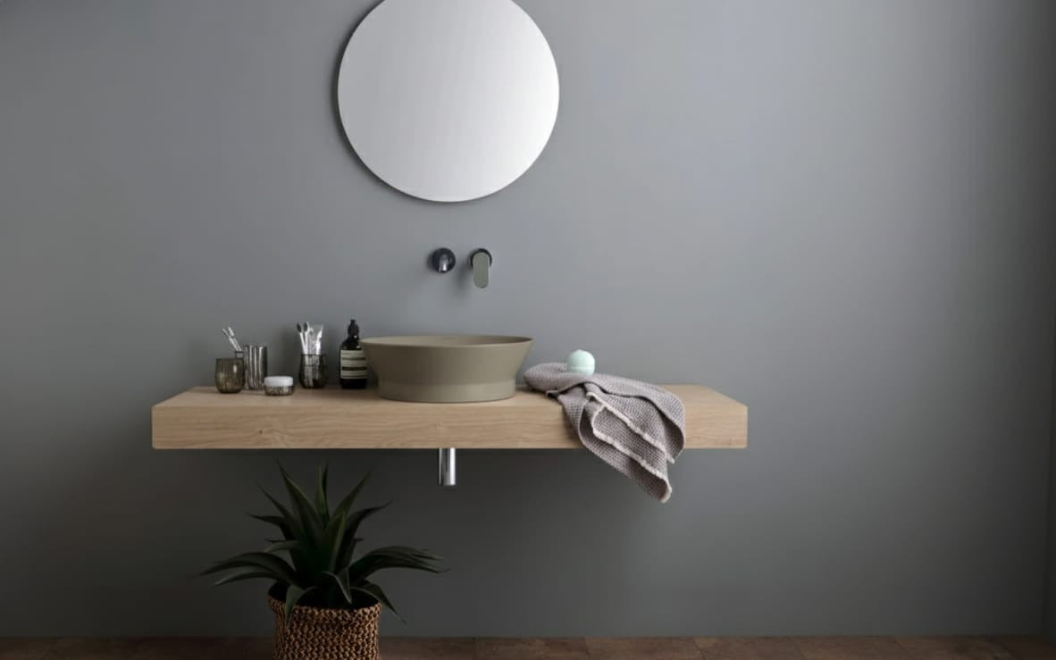 lavabo appoggio tondo Disco Caolino