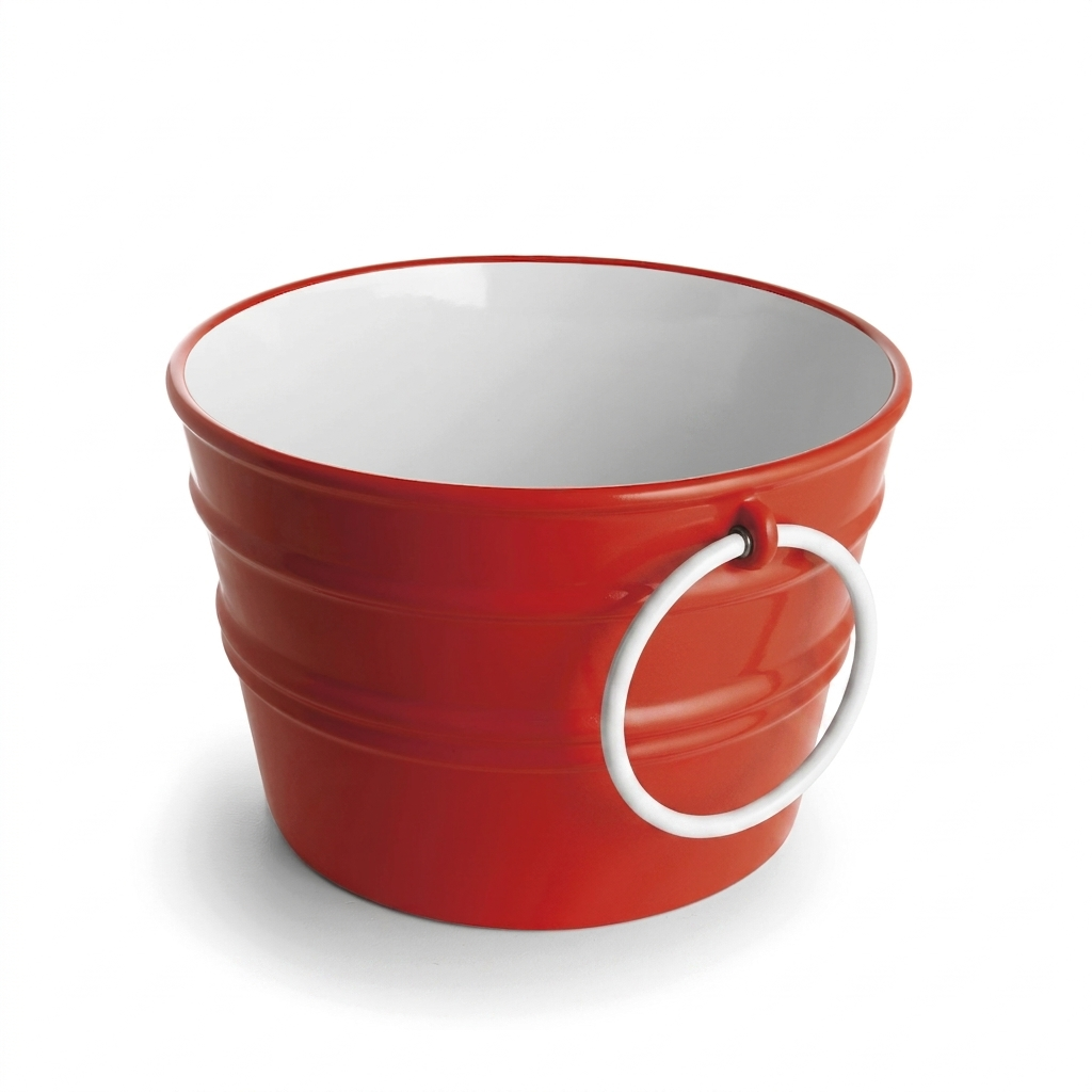 lavabo tondo Bacile rosso con anelli bianchi