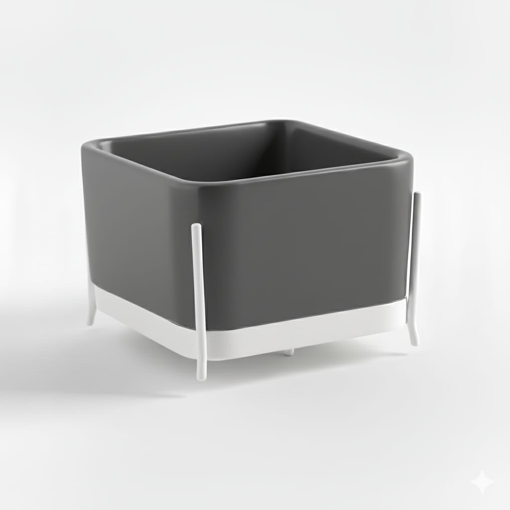lavabo appoggio Ibrido quadrato grigio su struttura bianca