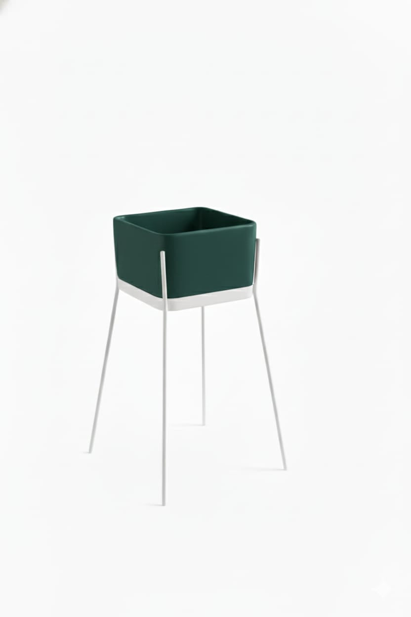 lavabo freestanding Ibrido quadrato Verde Bosco con struttura Bianco opaco