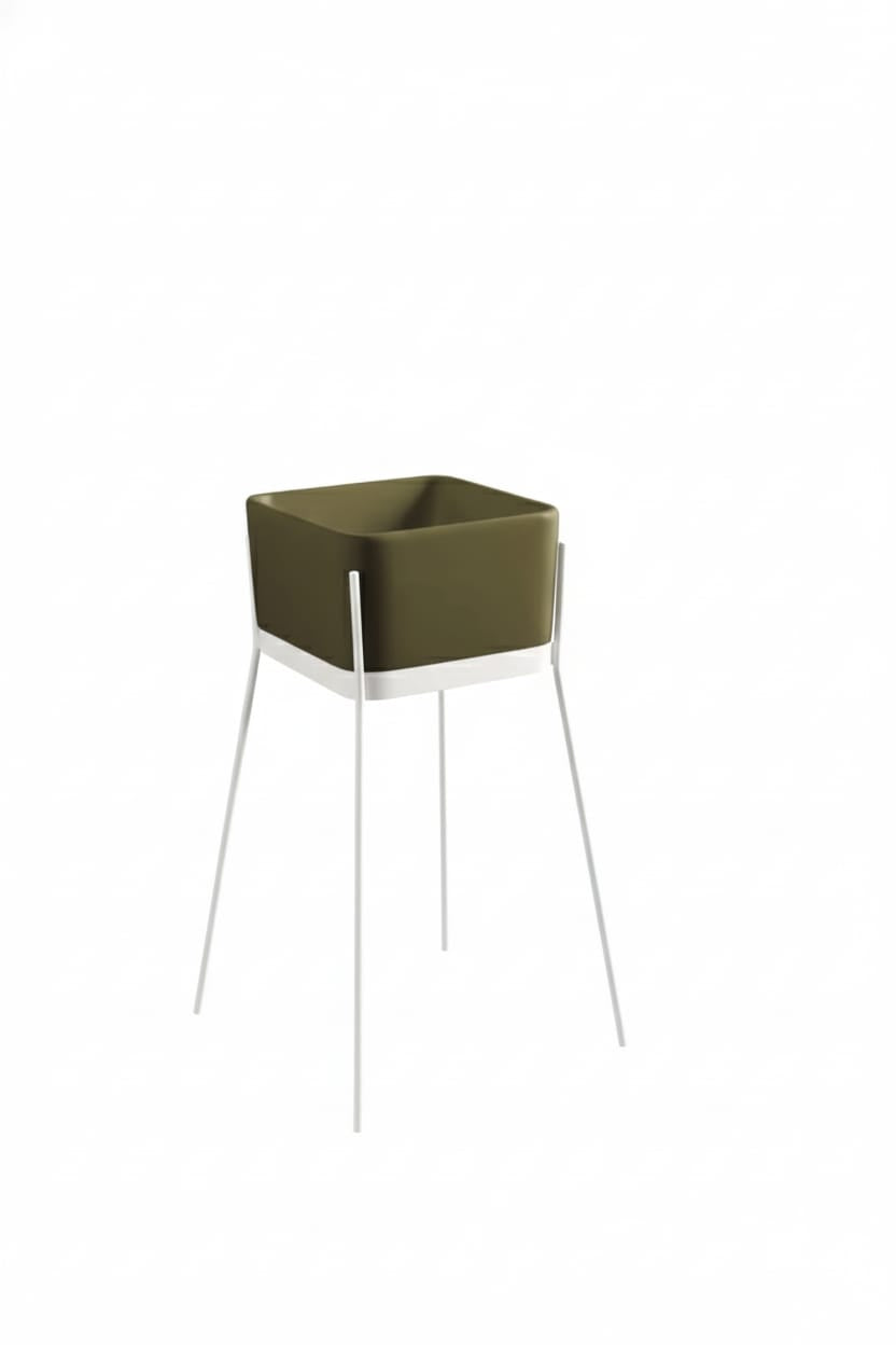 lavabo freestanding Ibrido quadrato Edera con struttura Bianco opaco