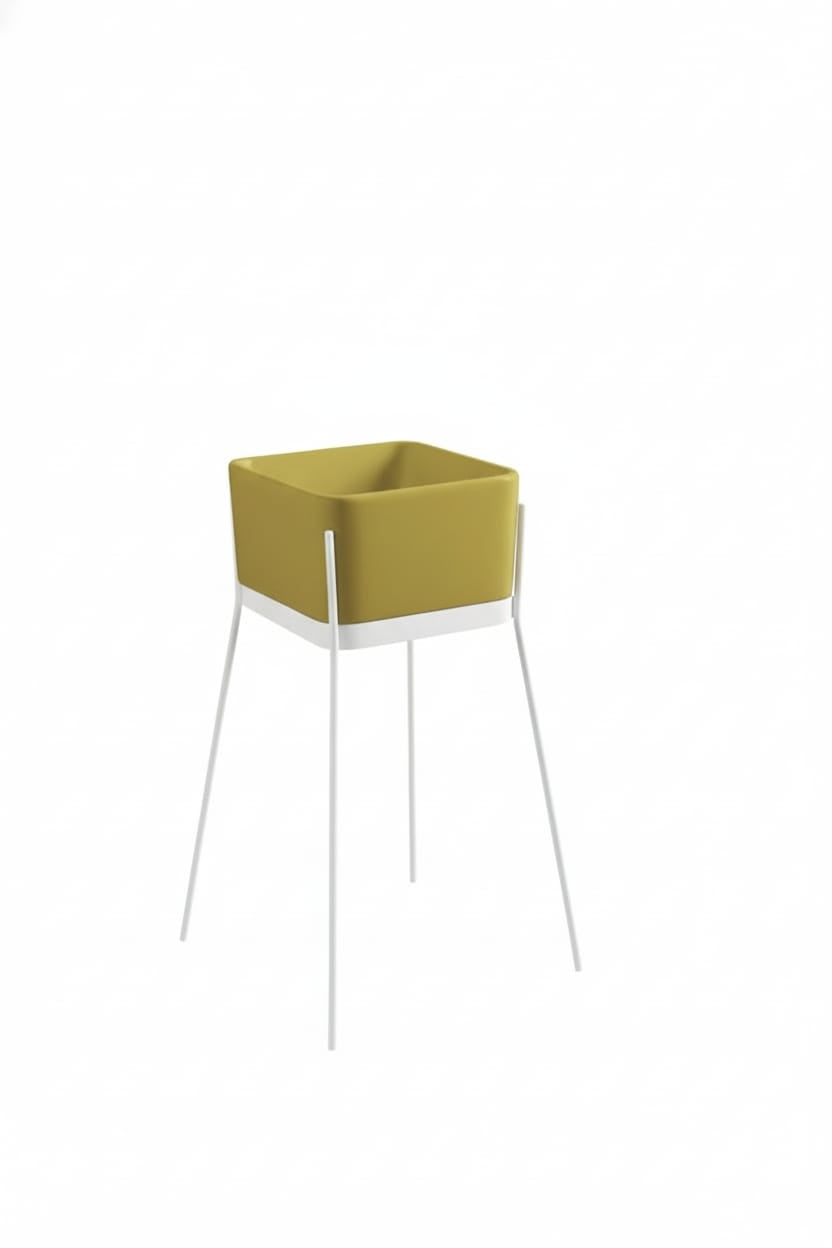lavabo freestanding Ibrido quadrato giallo su struttura bianca