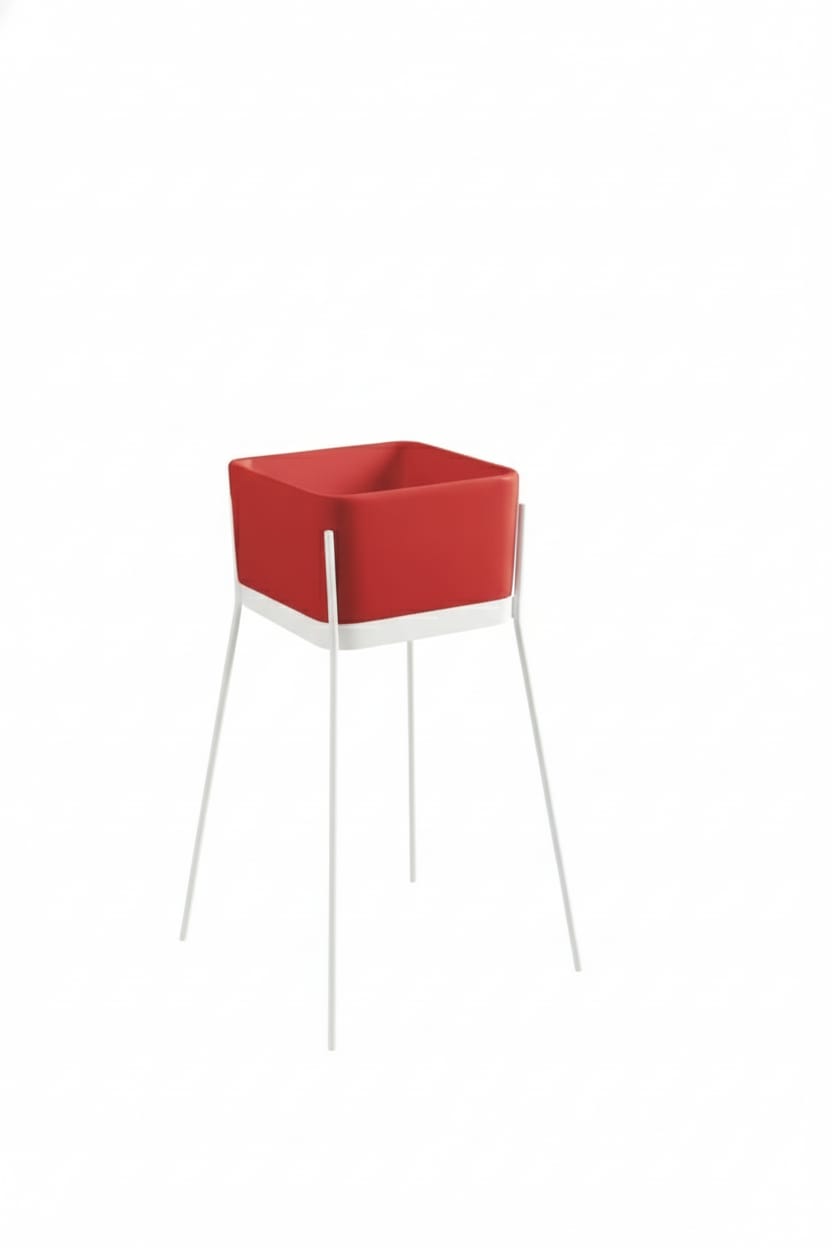 lavabo freestanding Ibrido quadrato rosso su struttura bianca