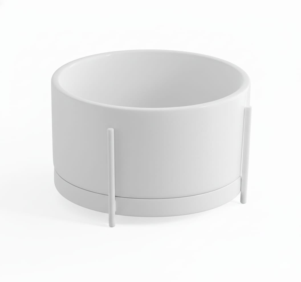 lavabo appoggio Ibrido tondo bianco su struttura bianca