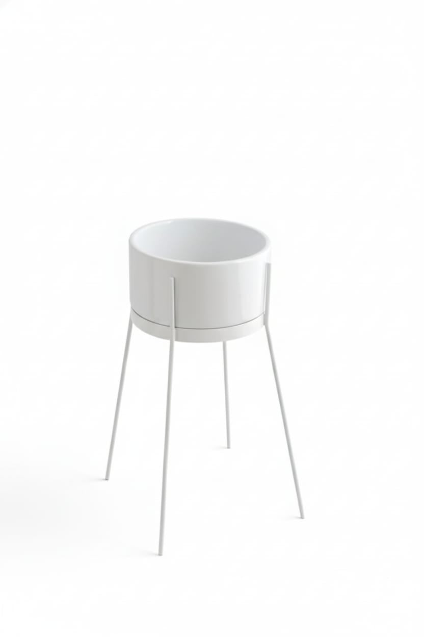 lavabo freestanding Ibrido tondo bianco su struttura bianca