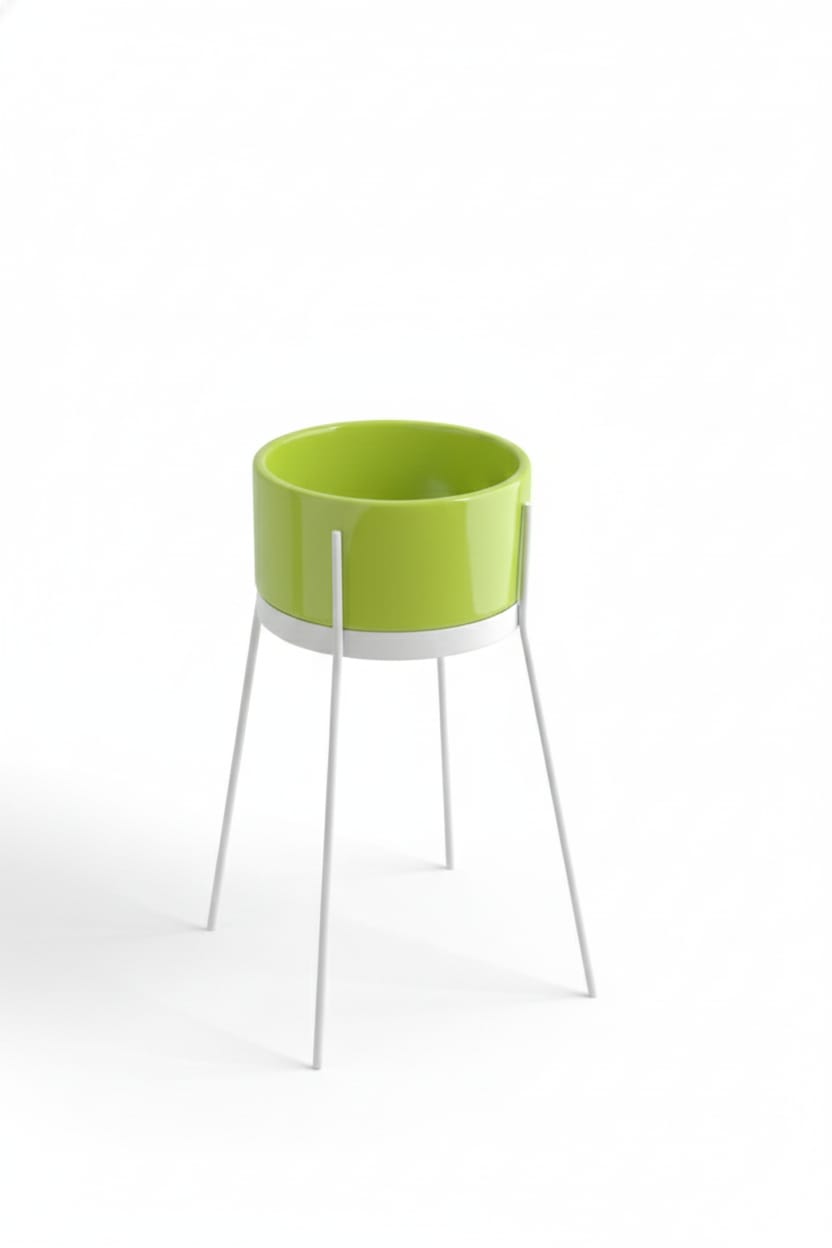 lavabo freestanding Ibrido tondo verde impulso su struttura bianca