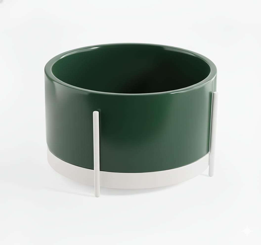lavabo appoggio Ibrido tondo verde inglese con struttura bianca