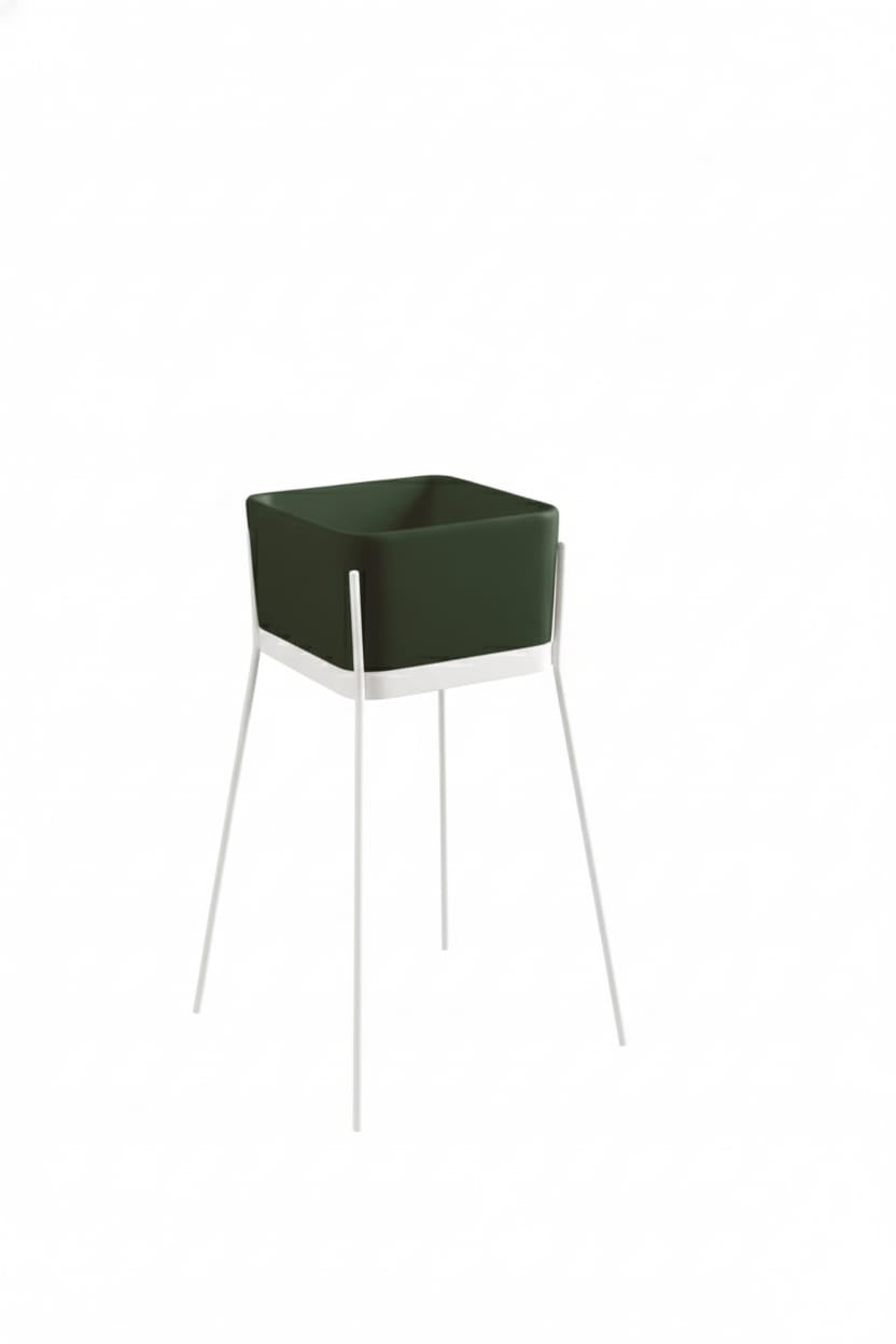 lavabo freestanding Ibrido quadrato verde inglese su struttura bianca