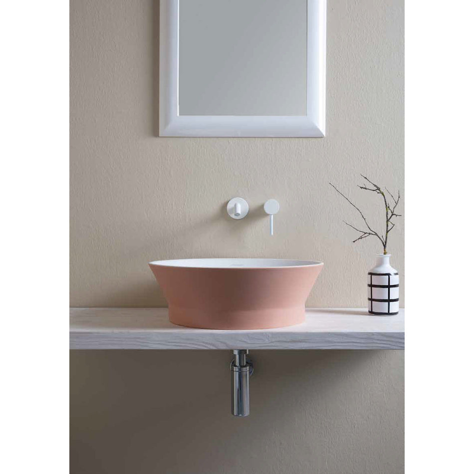 lavabo da appoggio Disco vasca bianca esterno arancio cammeo