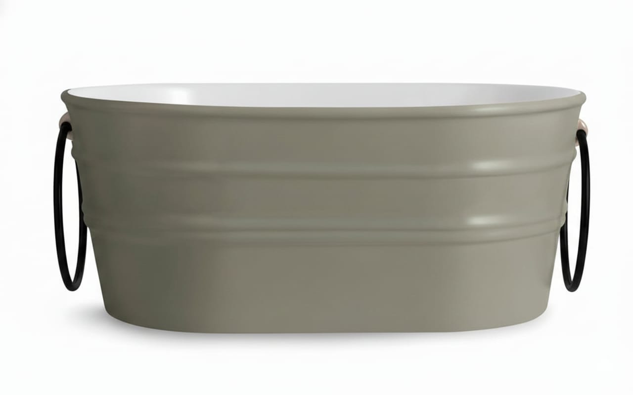 lavabo ovale Tinozza Caolino con anelli neri 
