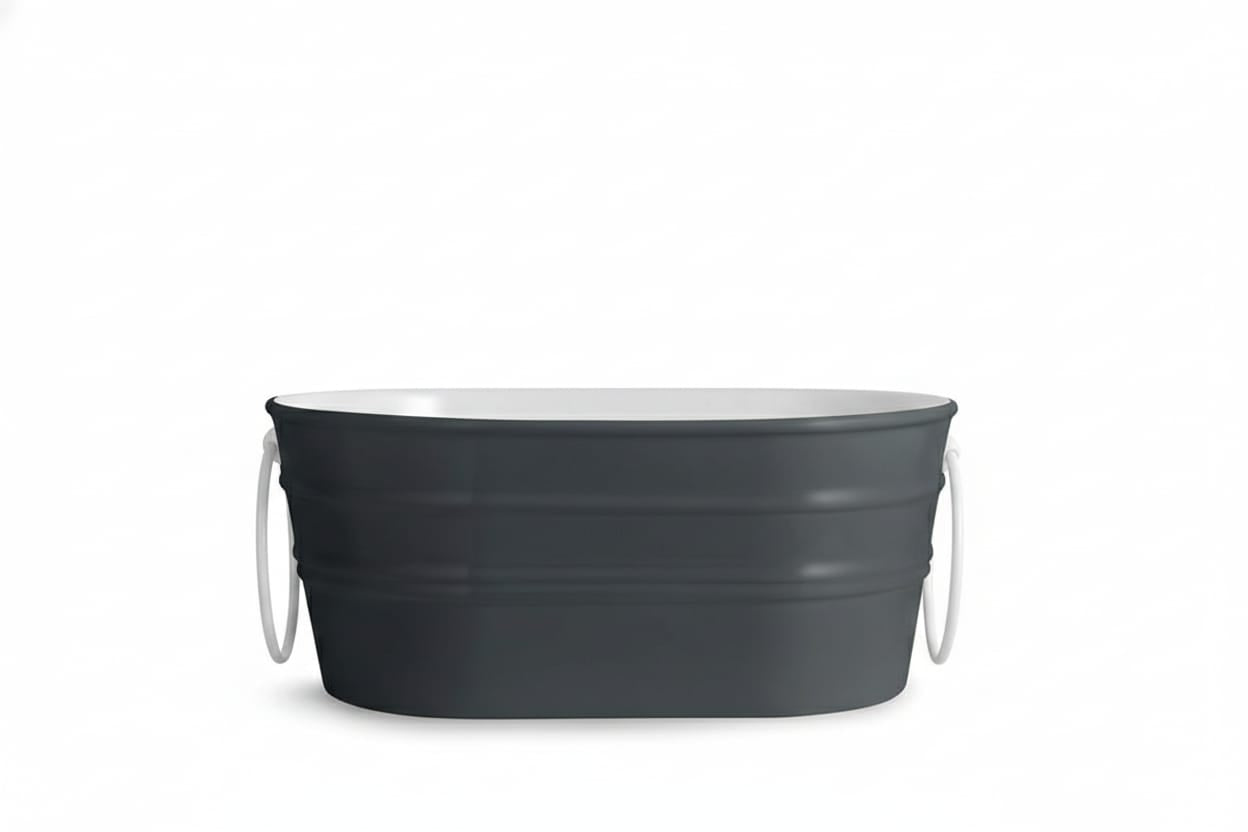 lavabo ovale Tinozza Grigio Opaco con anelli bianchi