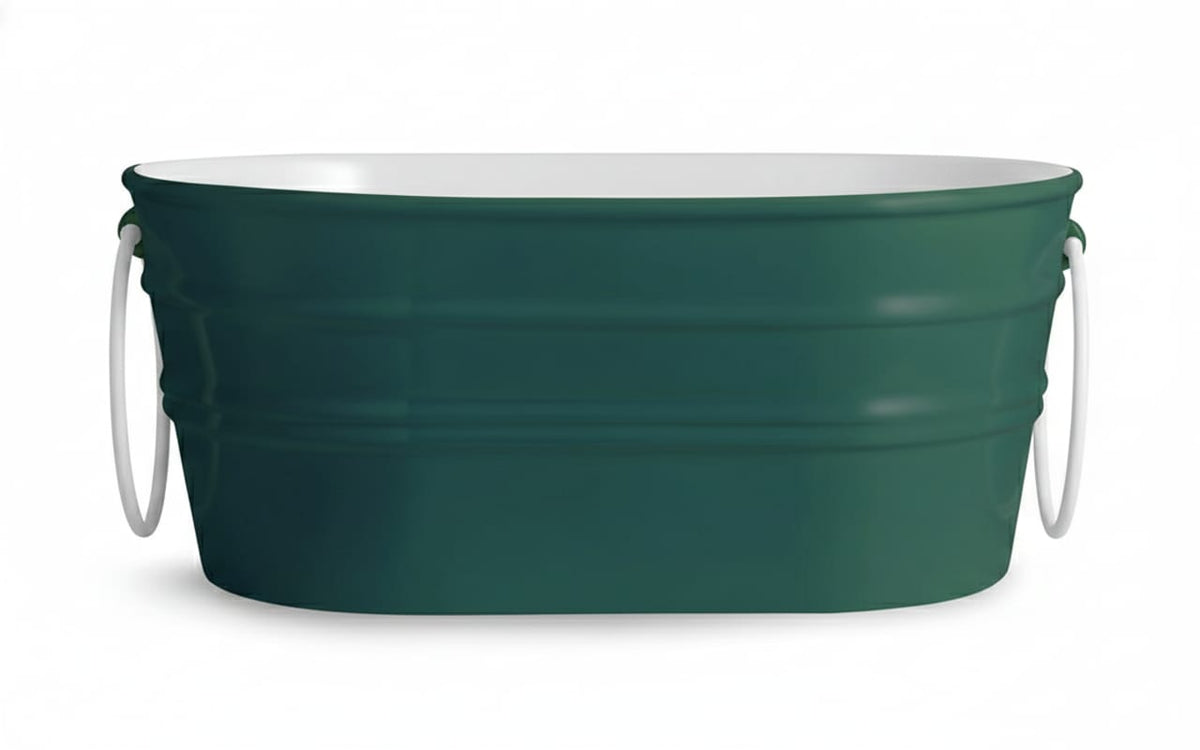 lavabo ovale Tinozza Verde Bosco con anelli bianchi