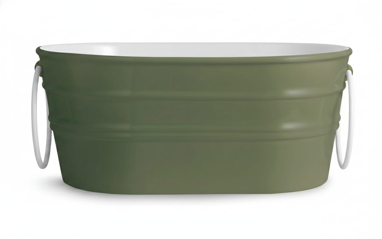 lavabo ovale Tinozza Verde Edera con anelli bianchi