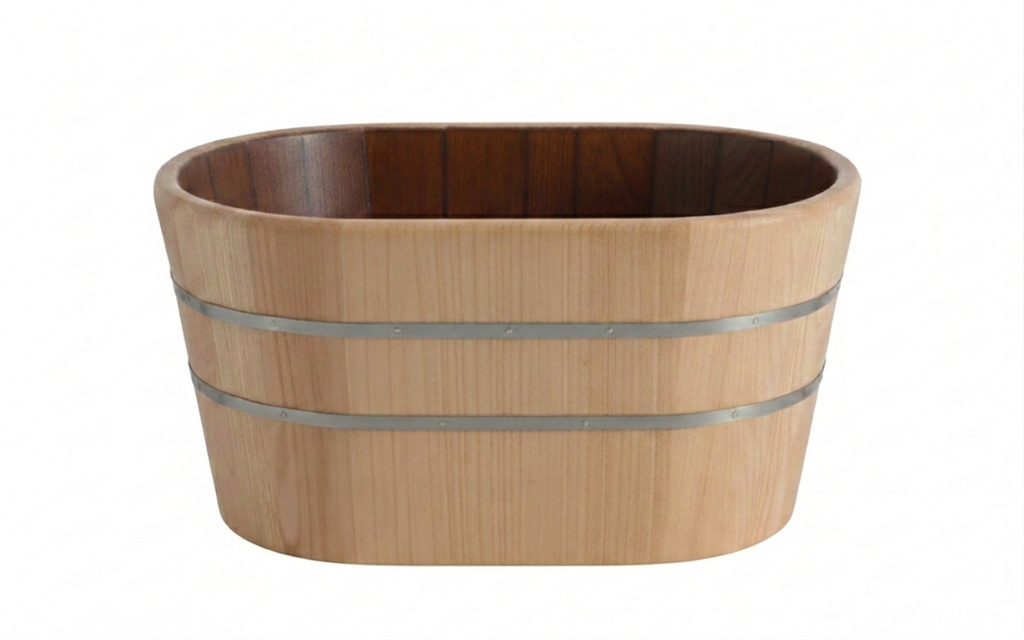lavabo ovale Tinozza senza anelli in legno frassino