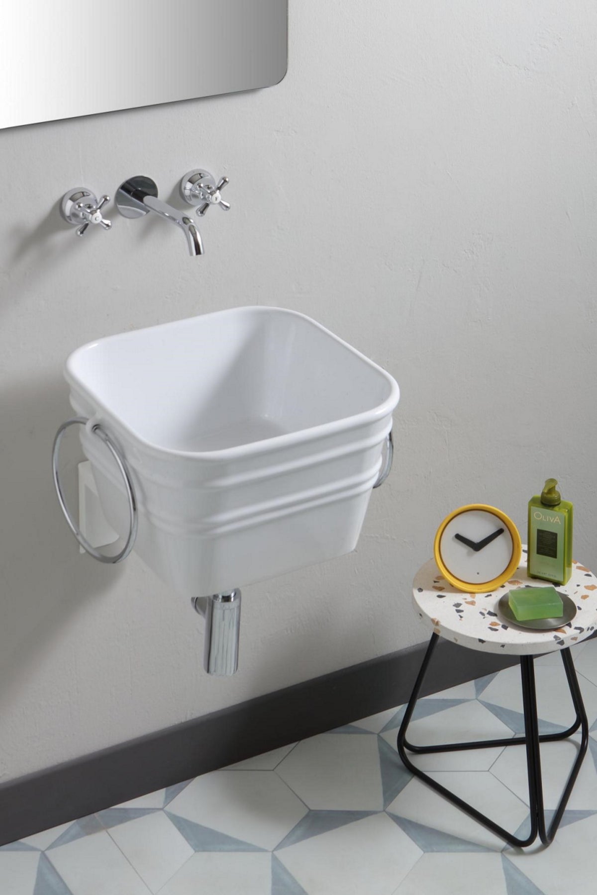 Lavabo Quadrato Appoggio/Sospeso cm 40 Bacile Cubo