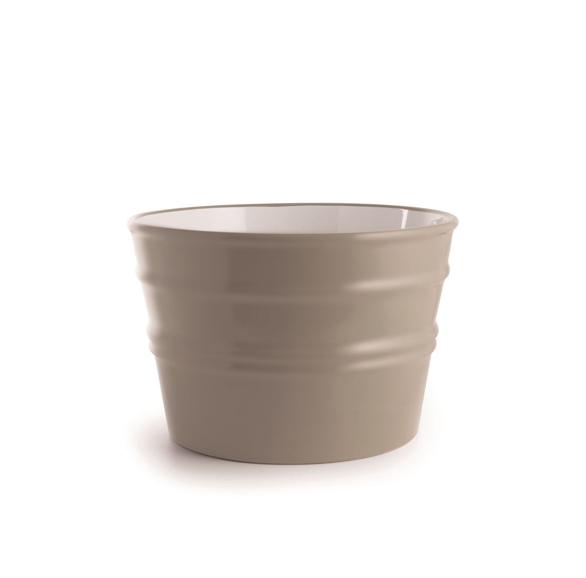 Vaso in ceramica beige artigianale, stile contemporaneo, superficie liscia