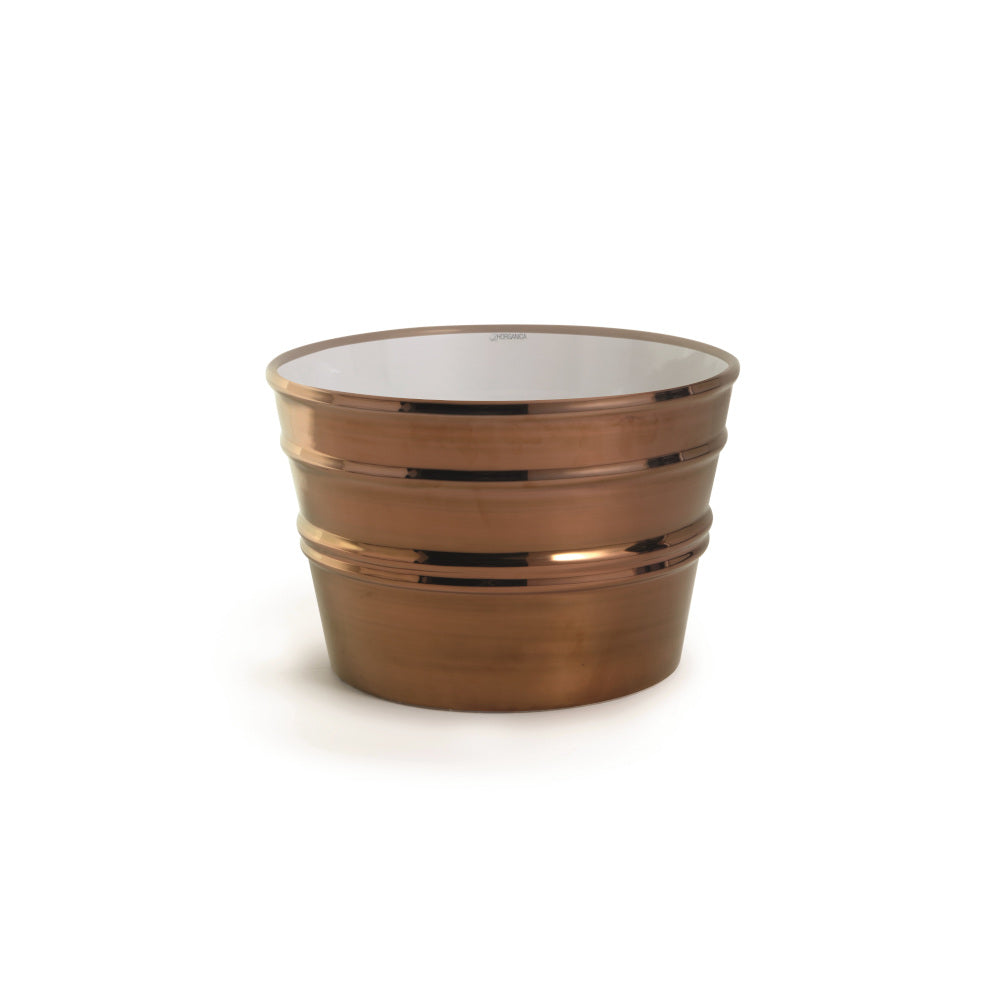 Bacile midi in ceramica smaltata color rame, design moderno, senza anelli