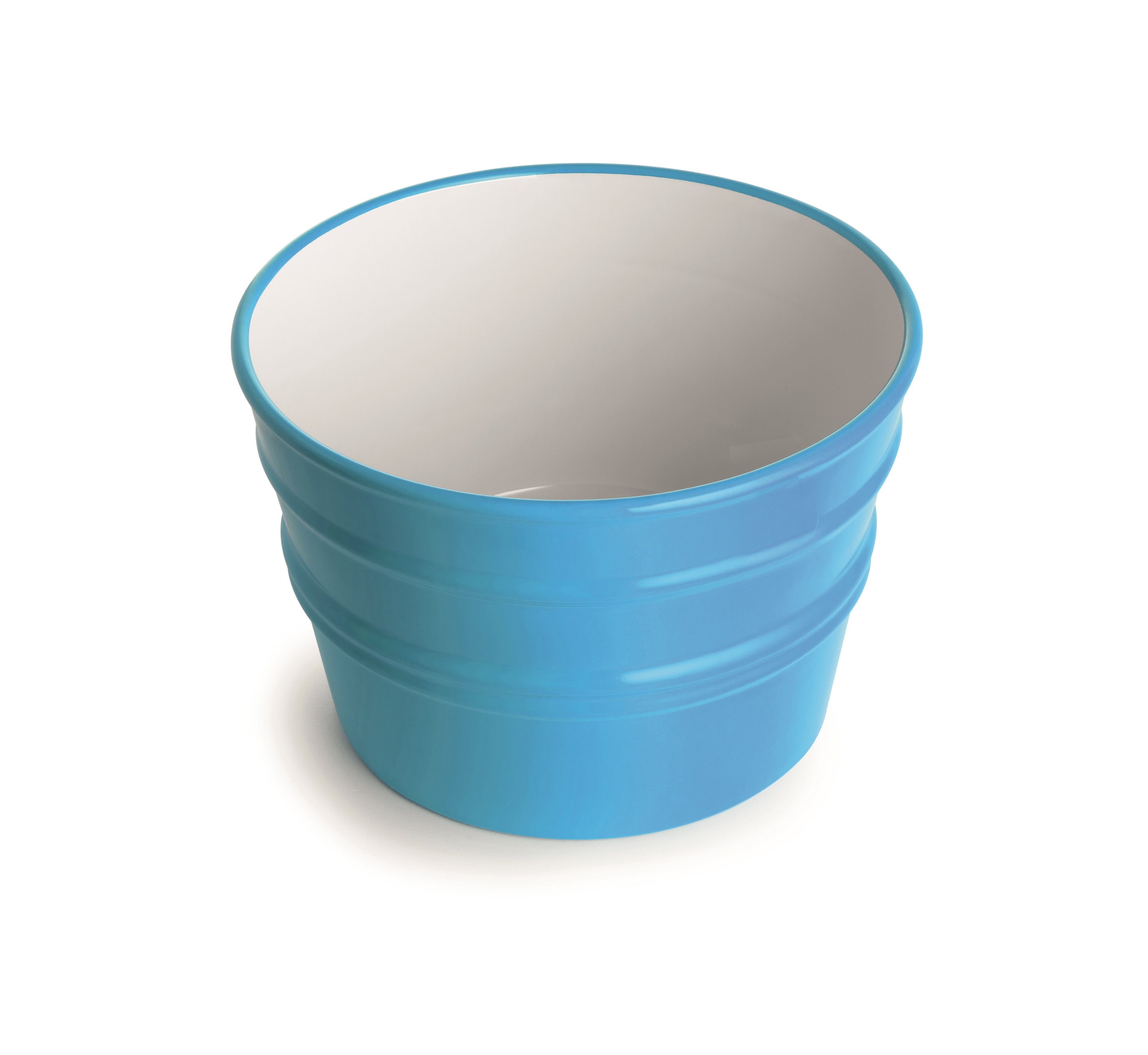 Bacile in ceramica blu chiaro, design moderno, superficie liscia e bordo arrotondato