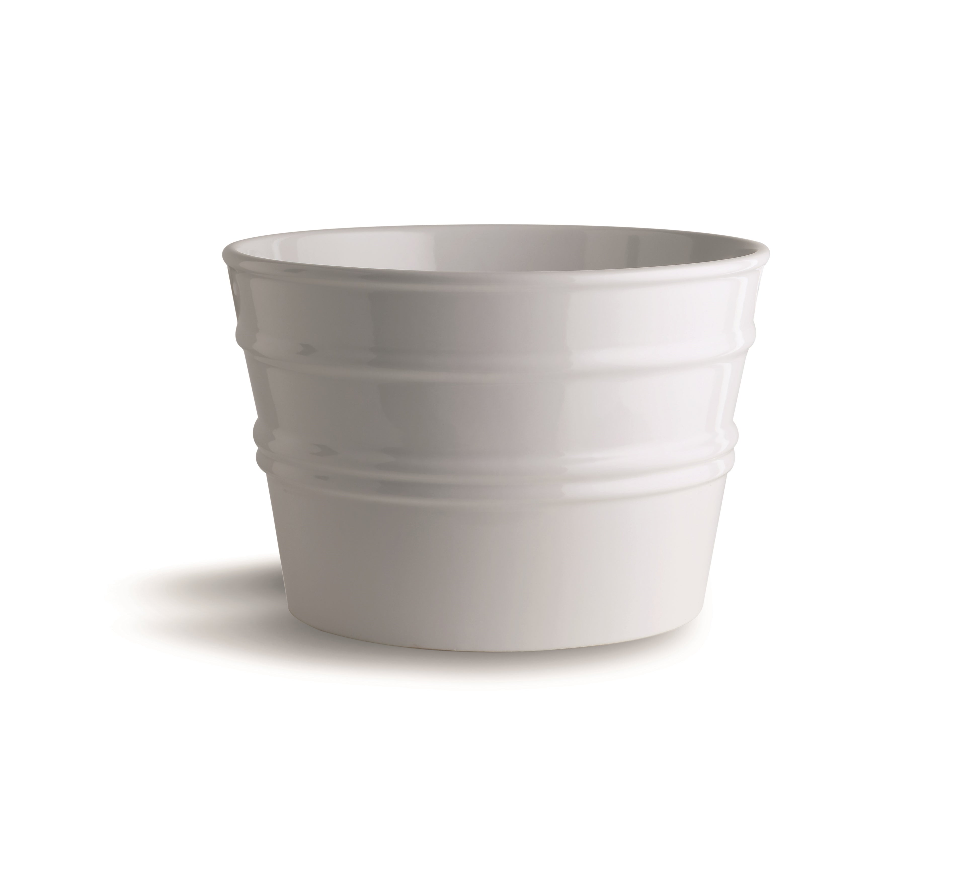 vaso in ceramica bianco opaco stile moderno con superficie liscia e anelli decorativi