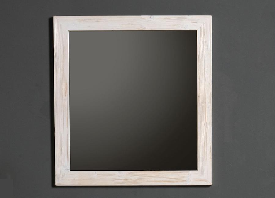 Specchiera rettangolare con cornice in legno bianco decapè, stile classico moderno